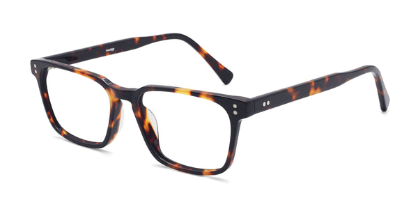 flashy rectangle tortoise eyeglasses frames angled view