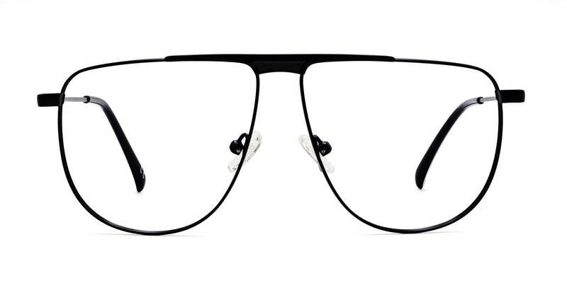 german aviator black eyeglasses frames front view