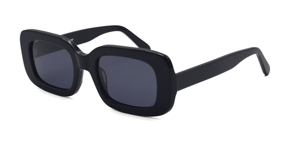 glitter rectangle black eyeglasses frames angled view