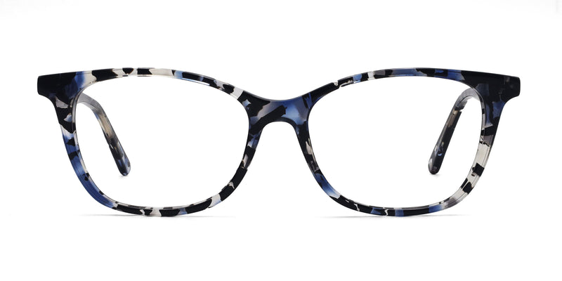 guffaw rectangle blue eyeglasses frames front view