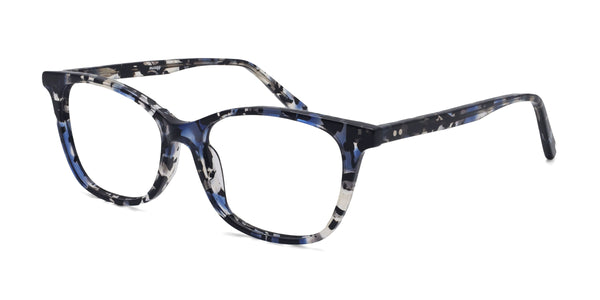 guffaw rectangle blue eyeglasses frames angled view