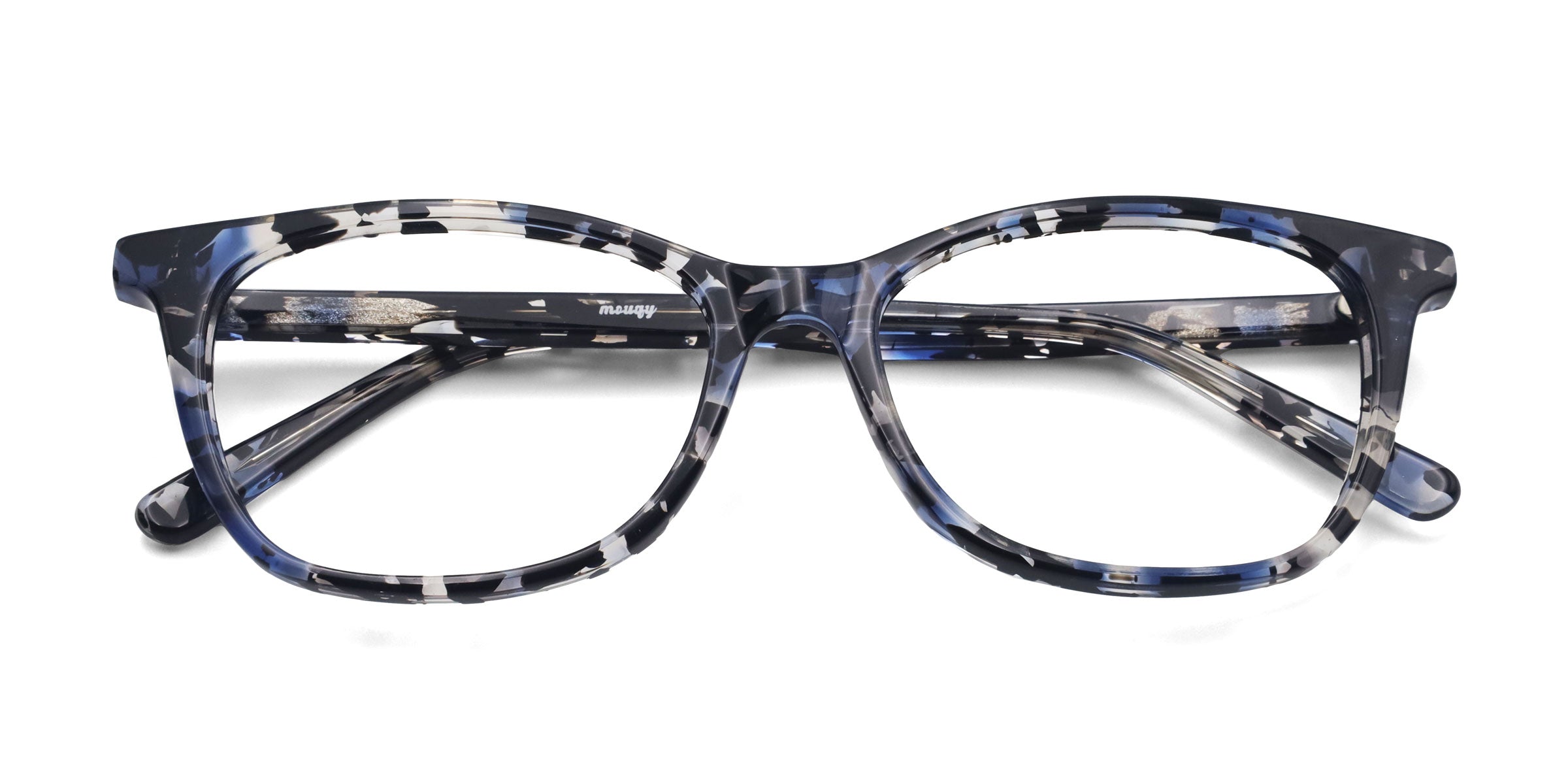guffaw rectangle blue eyeglasses frames top view