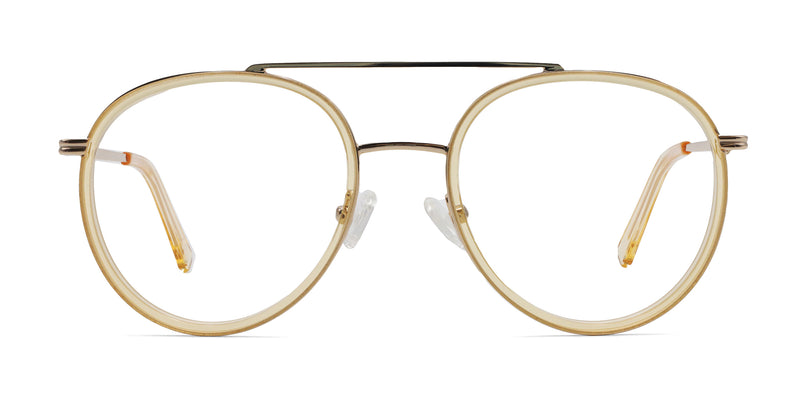 hooray aviator yellow eyeglasses frames front view