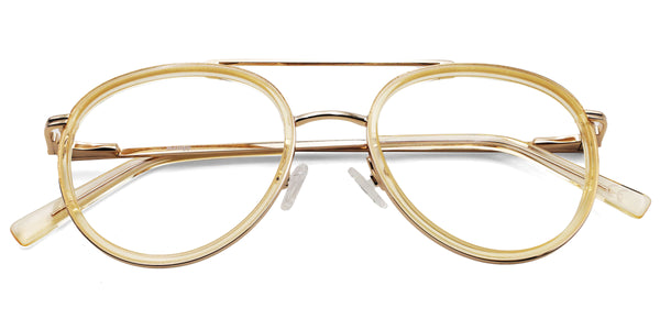 hooray aviator yellow eyeglasses frames top view