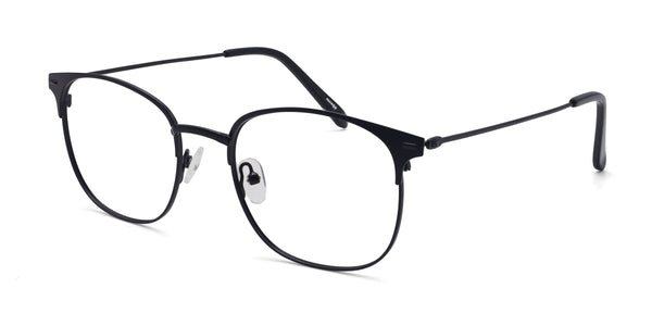 isotonic browline black eyeglasses frames angled view