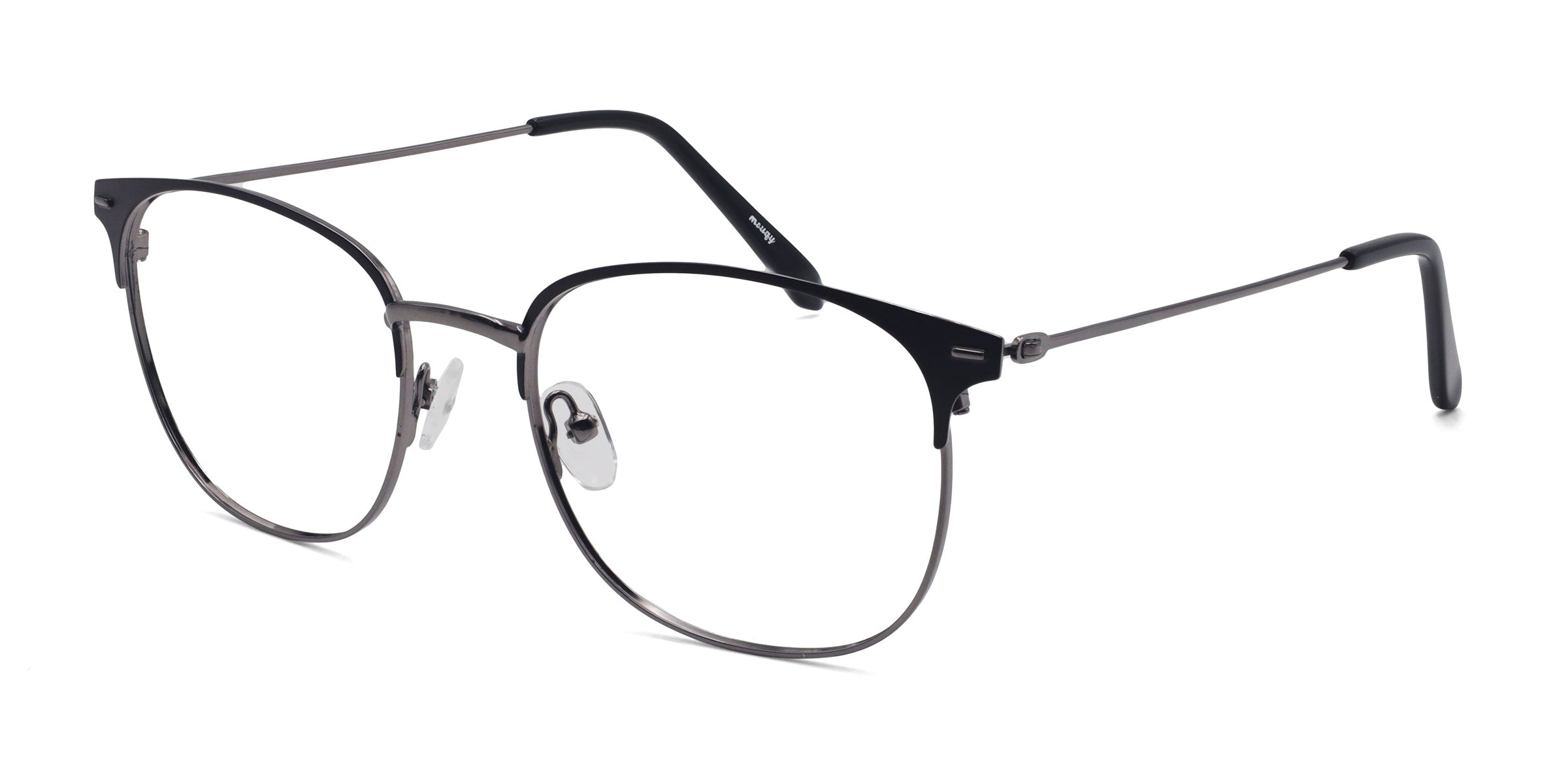Isotonic Browline Silver eyeglasses frames angled view