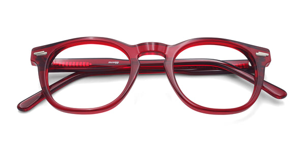 ivy square red eyeglasses frames top view
