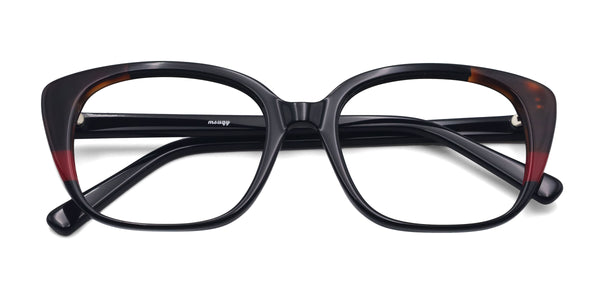 jazz cat eye black eyeglasses frames top view