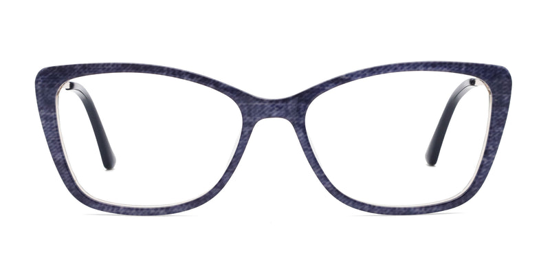 jeans cat eye blue eyeglasses frames front view