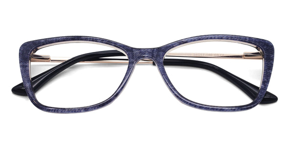 jeans cat eye blue eyeglasses frames top view