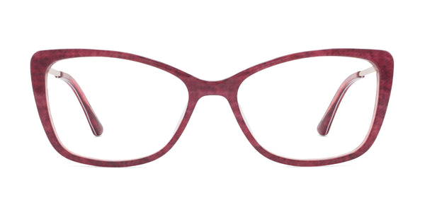 jeans cat eye red eyeglasses frames front view
