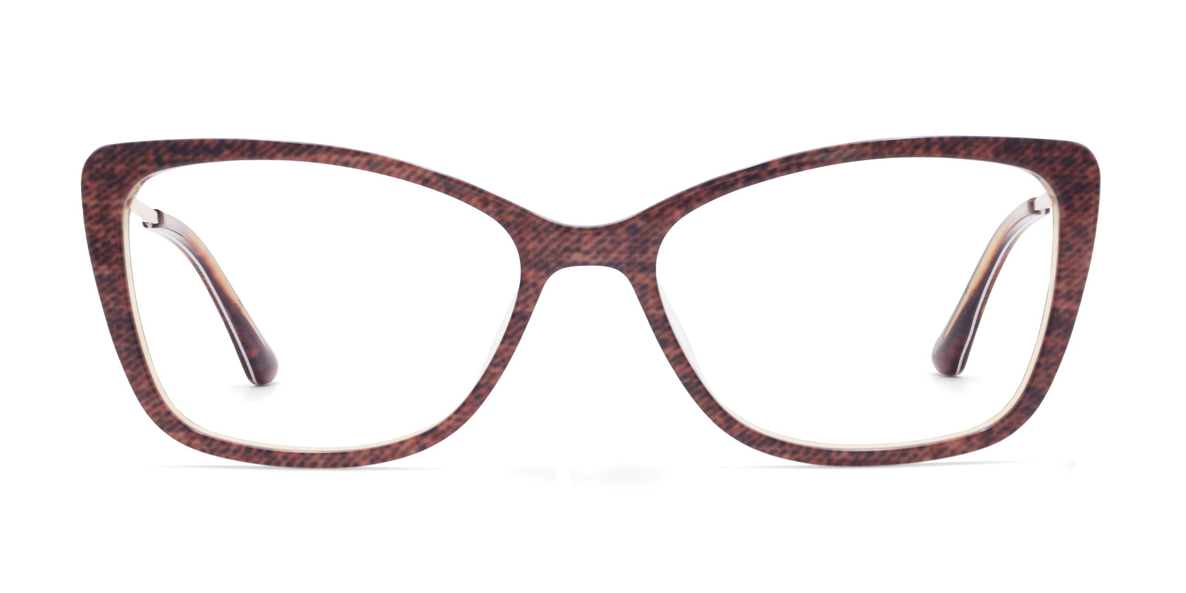 jeans cat eye brown eyeglasses frames front view