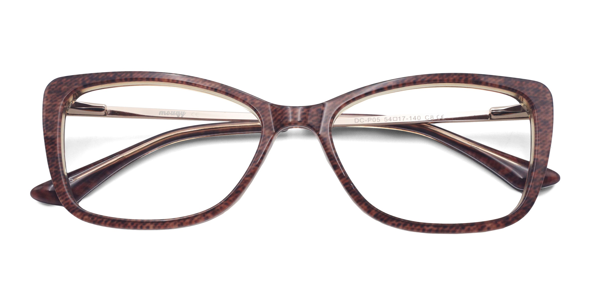 jeans cat eye brown eyeglasses frames top view