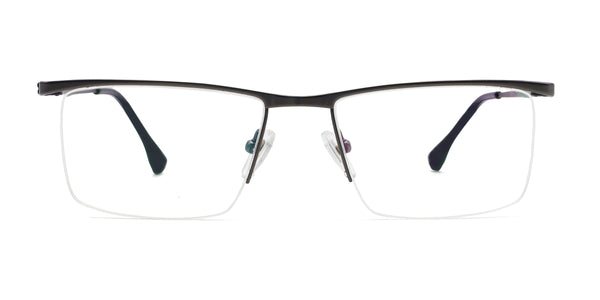 leader rectangle silver eyeglasses frames front view