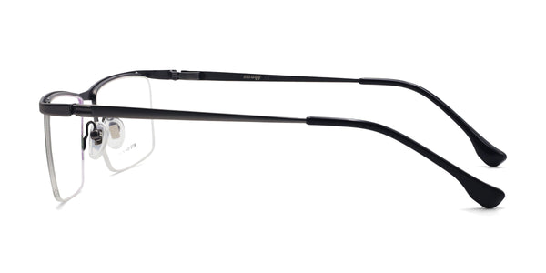 leader rectangle silver eyeglasses frames side view