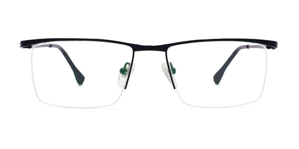 leader rectangle black eyeglasses frames front view