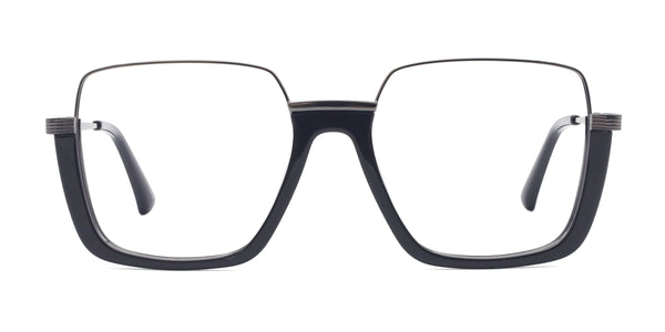 lekker square black eyeglasses frames front view