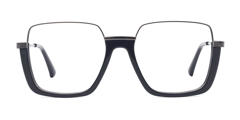 lekker square black eyeglasses frames front view