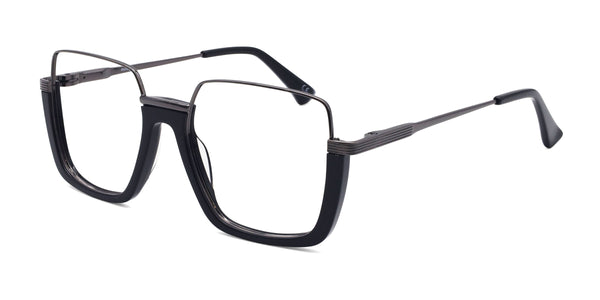 lekker square black eyeglasses frames angled view