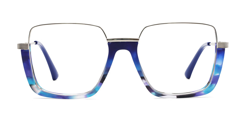 lekker square blue eyeglasses frames front view