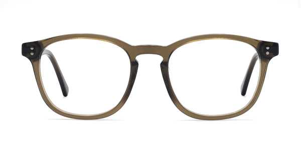lemon square green eyeglasses frames front view