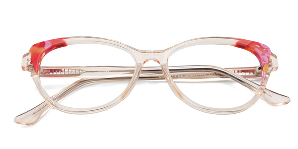 lucky cat eye orange eyeglasses frames top view