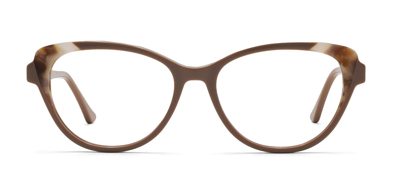 lucky cat eye brown eyeglasses frames front view