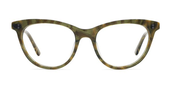 lush cat eye green eyeglasses frames front view