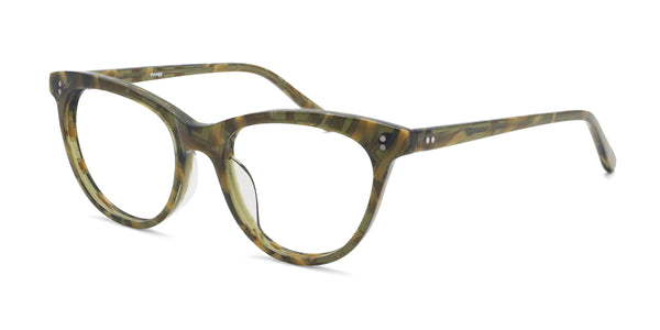 lush cat eye green eyeglasses frames angled view