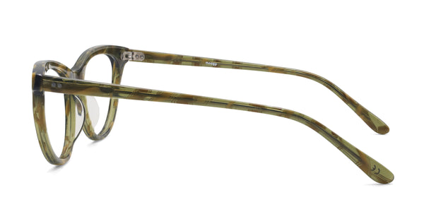 lush cat eye green eyeglasses frames side view