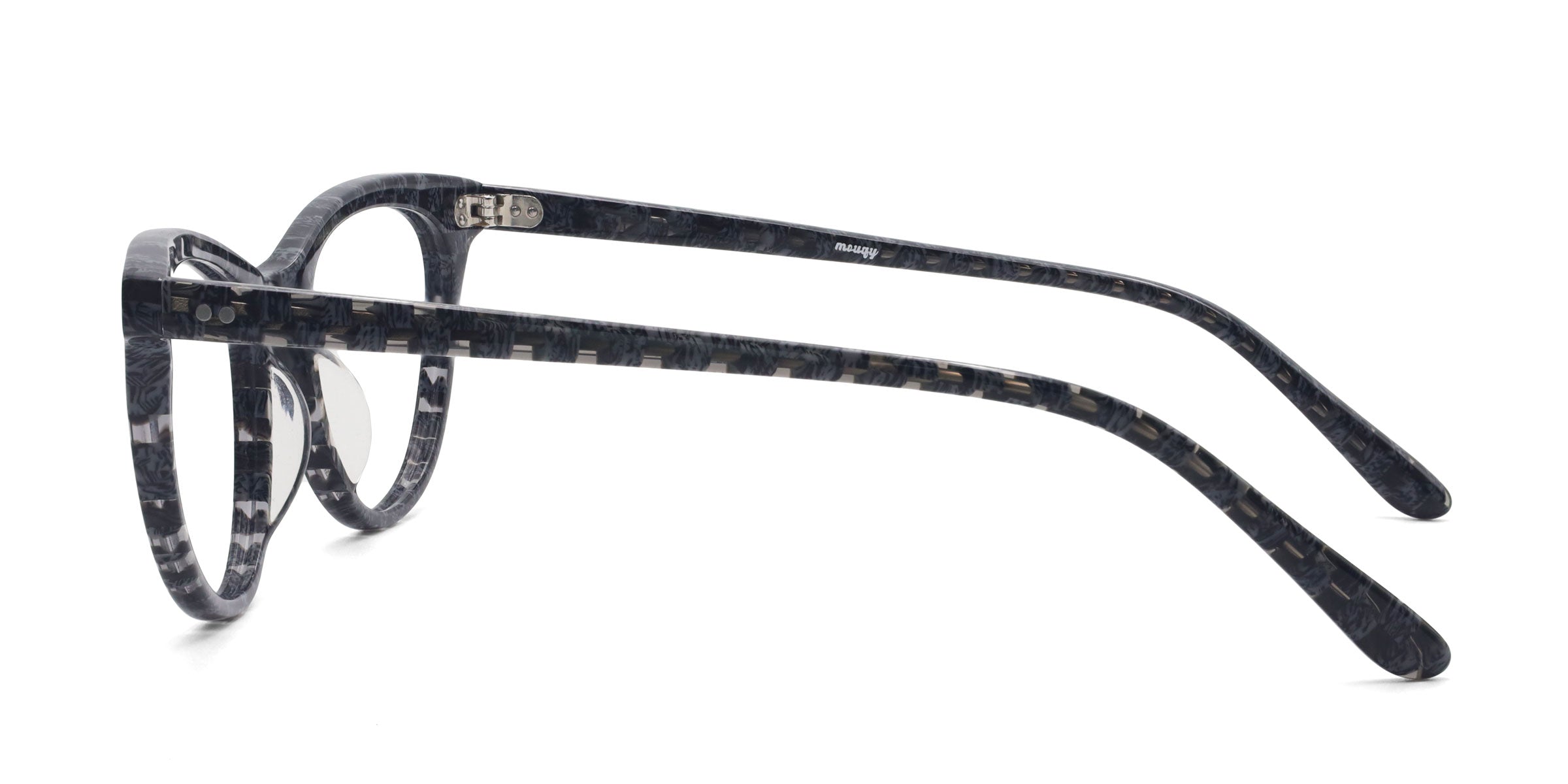 lush cat eye gray eyeglasses frames side view