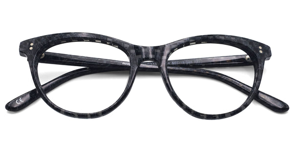 lush cat eye gray eyeglasses frames top view