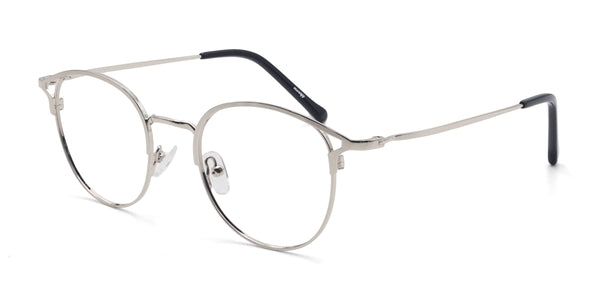 nativity round silver eyeglasses frames angled view