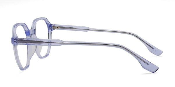 natural geometric blue eyeglasses frames side view