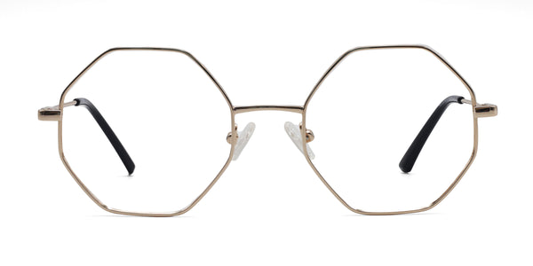 optimistic geometric gold eyeglasses frames front view