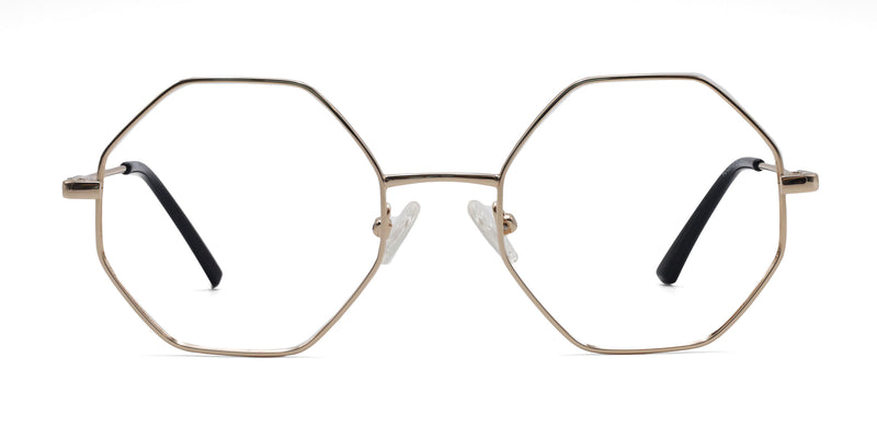 optimistic geometric gold eyeglasses frames front view