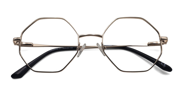 optimistic geometric gold eyeglasses frames top view