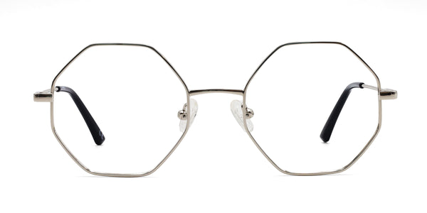 optimistic geometric silver eyeglasses frames front view