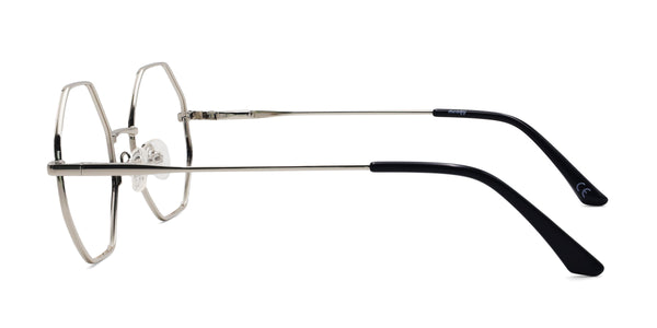 optimistic geometric silver eyeglasses frames side view