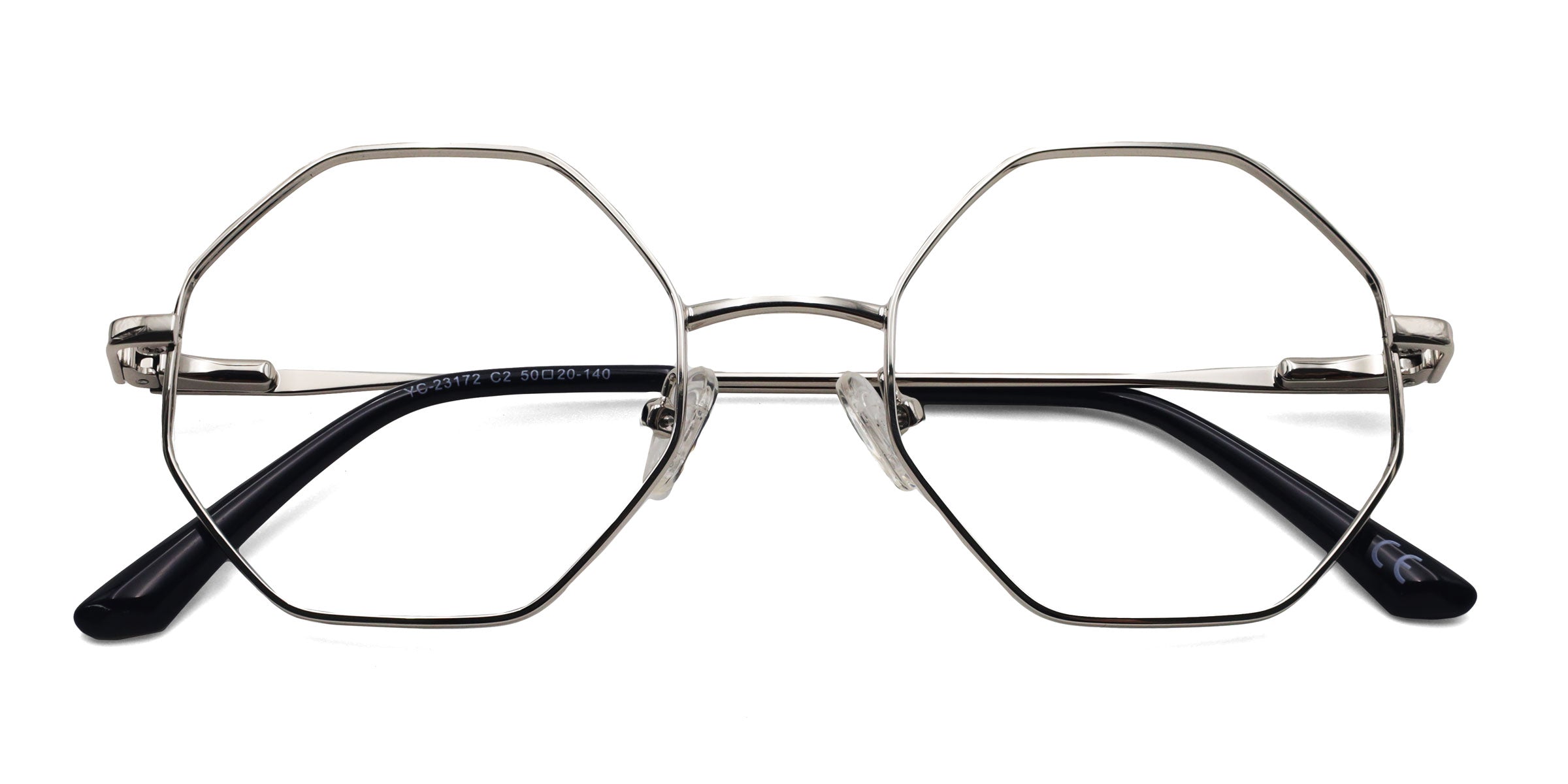 optimistic geometric silver eyeglasses frames top view
