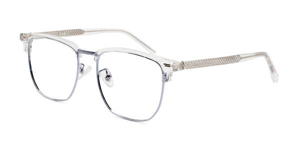 opulance browline clear eyeglasses frames angled view