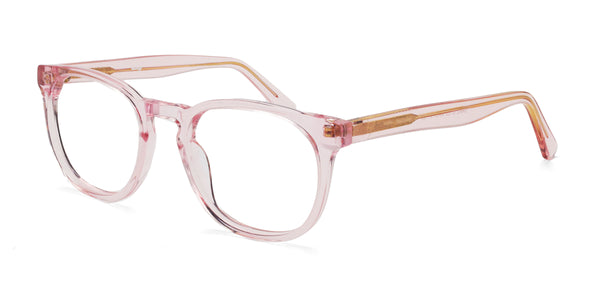 peace square pink eyeglasses frames angled view