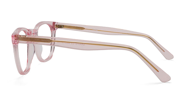 peace square pink eyeglasses frames side view