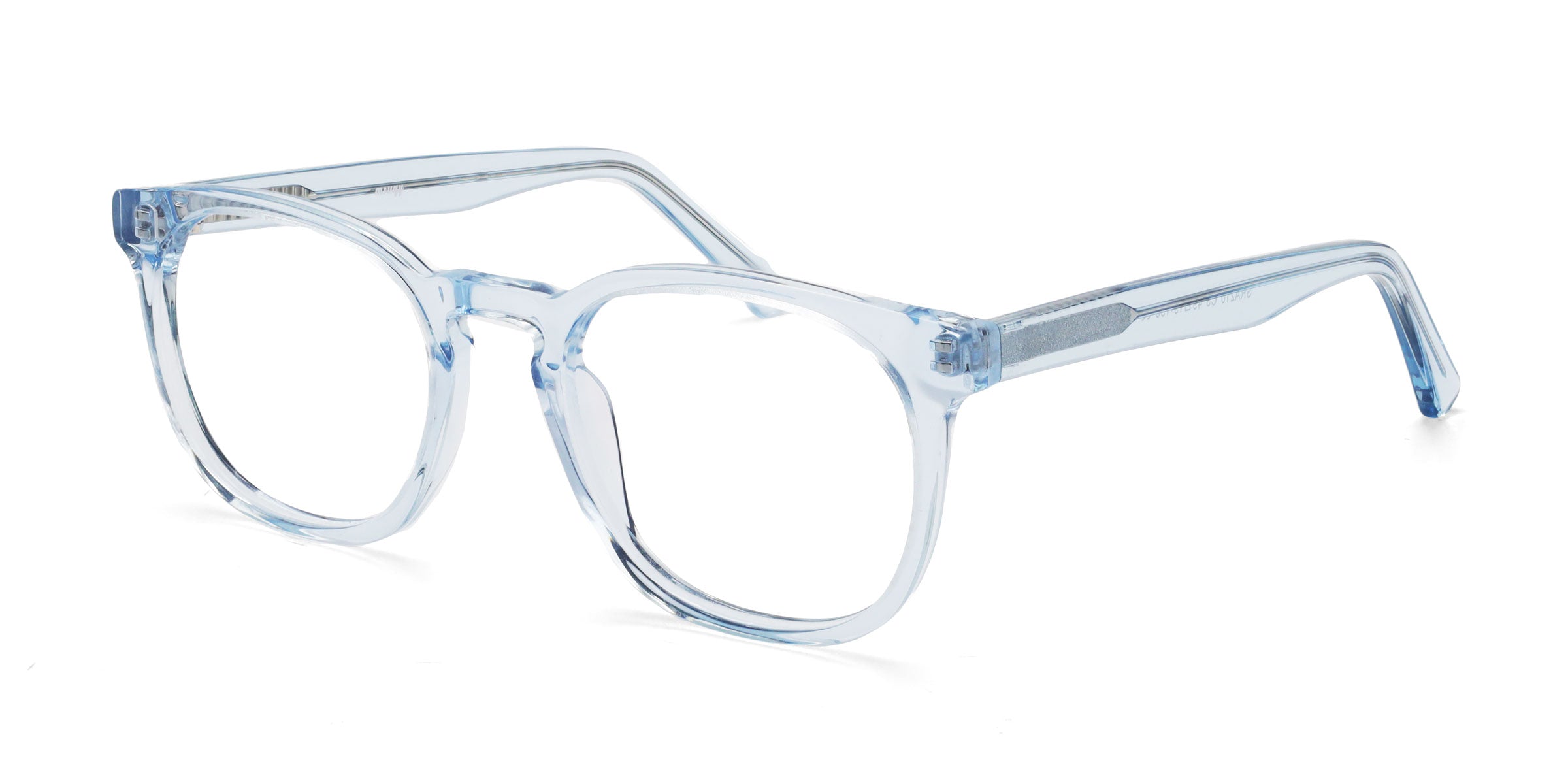 peace square blue eyeglasses frames angled view