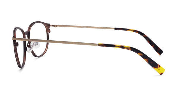 quaff oval brown eyeglasses frames side view