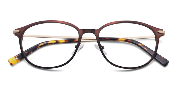 quaff oval brown eyeglasses frames top view