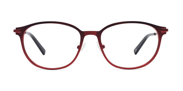 quaff oval red eyeglasses frames front view
