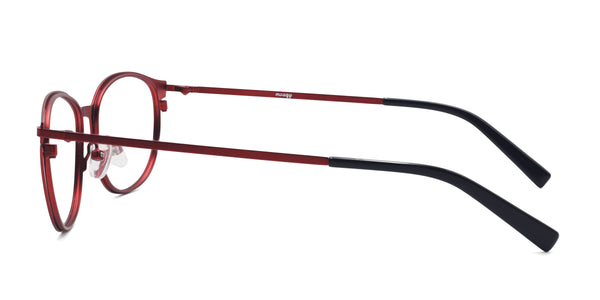quaff oval red eyeglasses frames side view