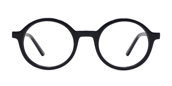 qualine oval black eyeglasses frames front view