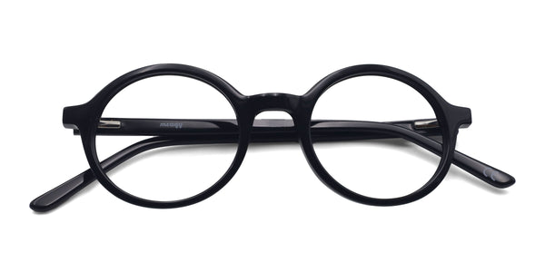 qualine oval black eyeglasses frames top view